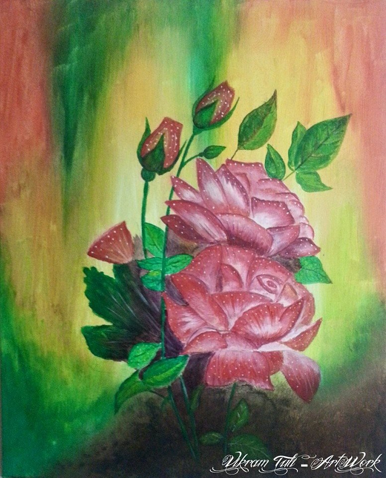 Red Rose – Acrylic on Canvas (16 × 20 Inches) – Rs.6000