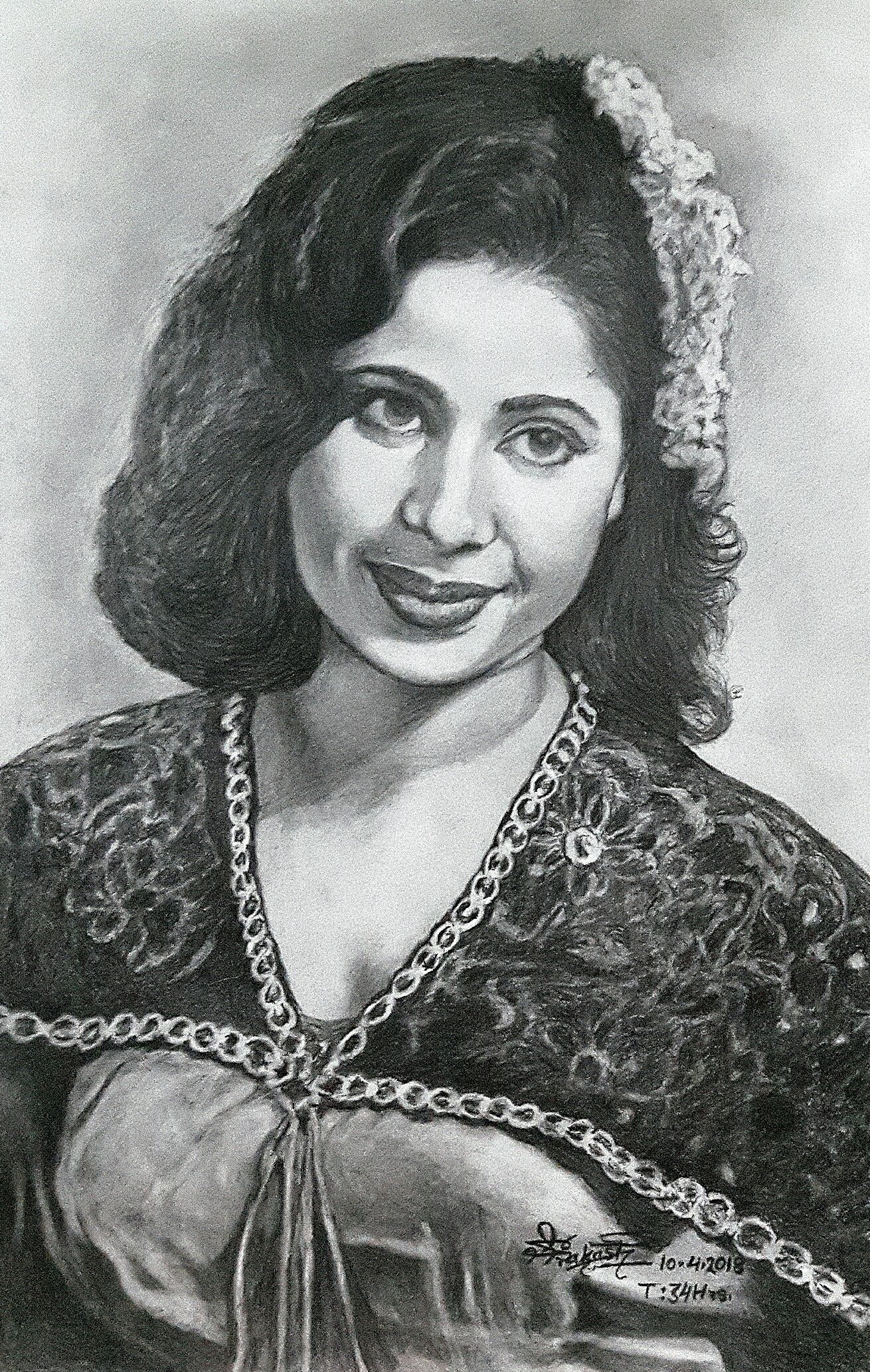 GEETA BALI, Graphite Pencils Portrait by Satya Prakash